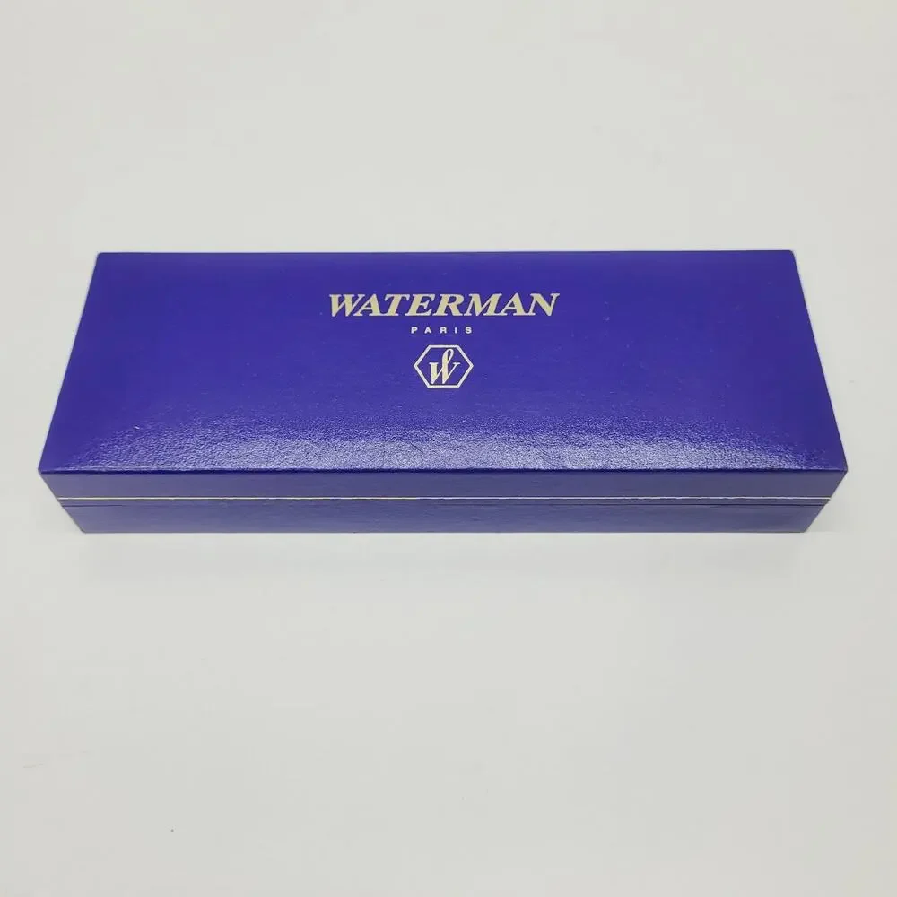 Waterman Paris Black Marble & Gold Trimmed Twist Ballpoint Pen Blue Case LFB